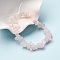 Unisex Chip Natural Rose Quartz Beaded Stretch Bracelets, Inner Diameter: 1-3/4~2 inch(4.5~5cm)