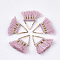 Polycotton(Polyester Cotton) Tassel Charms Decorations, Mini Tassel, with Brass Findings, Triangle, Golden, Flamingo, 14~15x12~15x2mm, Hole: 7x6mm