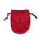 Velvet Storage Bags, Drawstring Pouches Packaging Bag, Oval, Crimson, 12x10cm