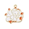 Alloy Enamel Pendants, Golden, Nine-tailed Fox Charm, Orange Red, 28x27x1.2mm, Hole: 1.5mm