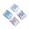 UV Plating Acrylic Beads, Iridescent, Rhombus, Mixed Color, 22x22.5x7mm, Hole: 1.6mm