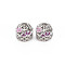 Rack Plating Alloy Enamel European Beads, with Crystal Rhinestone, Large Hole Beads, Cadmium Free & Nickel Free & Lead Free, Flat Round, Platinum, Purple, 11x9mm, Hole: 5mm