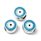 CCB Plastic European Beads, Large Hole Beads, Flat Round with Evil Eye, Deep Sky Blue, 12x11.5x7.5mm, Hole: 4.8mm