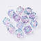 Two Tone Transparent Spray Painted Acrylic Beads, Polygon, Pink, 7.5x8x8mm, Hole: 1.8mm, about 1690pcs/500g