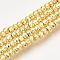 Electroplate Non-magnetic Synthetic Hematite Bead Strands, Rondelle, Faceted, Golden Plated, 3x2mm, Hole: 1mm, about 208pcs/strand, 15.7 inch