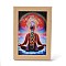 Yoga Gemstone Chakra Picture Frame Stand, with Wood Rectangle Picture Frame, Reiki Energy Stone Home Office Decoration, BurlyWood, 75x120x165mm, Inner Diameter: 140x90mm