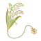 May Lily of the Valley Flower Enamel Bookmarks, 304 Stainless Steel Bookmarks, with Long Chain & Paper Box, Golden, 190mm