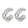 Rack Plating Brass Pave Clear Cubic Zirconia Oval Cuff Earrings for Women EJEW-P280-16P-1