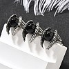 Natural Obsidian Wings Adjustable Rings RJEW-K241-04AS-09-2