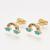 Brass Cubic Zirconia Stud Earrings EJEW-S201-169D-1