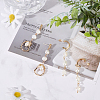 2 Pairs 2 Style Natural Pearl Beaded Dangle Stud Earrings EJEW-AN0002-66-7