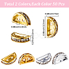 100Pcs 2 Colors Brass Crystal Rhinestone Spacer Bars ALRI-SC0001-60A-2