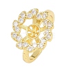 Adjustable Brass Micro Pave Cubic Zirconia Cuff Ring Settings for Half Drilled Beads RJEW-Z113-23G-1