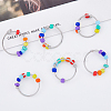 10Pcs 2 Style Rainbow Color Glass Beaded Rotating Open Cuff Rings Set RJEW-DC0001-15-3