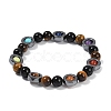 Natural & Synthetic Mixed Gemstone Beaded Stretch Bracelets for Women Men BJEW-Q031-01A-2