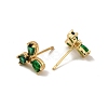 Emerald Rhinestone Leaf Stud Earrings EJEW-M209-03G-2