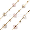 Glass & ABS Plastic Pearl Beaded Flower Link Chains CHS-G028-12G-1