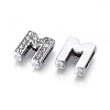 Alloy Initial Slide Charms with Grade A Rhinestones ALRI-R032-M-FF-2