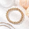 Electroplated Natural Lava Rock Round Beads Stretch Bracelets for Women Men BJEW-JB11982-01-1