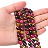 Natural Rose Tiger Eye(Dyed & Heated) and Yellow Tiger Eye(Dyed & Heated) Beads Strands X-G-G101-8mm-1-4