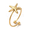 Ion Plating (IP) 304 Stainless Steel Starfish Open Cuff Rings for Women RJEW-M167-08B-G-1