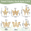 PandaHall Elite 10Pcs 5 Style Brass Micro Pave Clear Cubic Zirconia Charms KK-PH0006-04-2