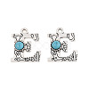 Synthetic Turquoise & Alloy Pendants PALLOY-H146-01AS-E-1