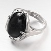 Adjustable Oval Gemstone Wide Band Rings RJEW-L062-01-3