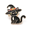 Halloween Theme Cat with Witch Hat Enamel Pins LS-JEWB-H033-06KCG-1