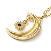 Golden Brass Crescent Moon Pendant Necklace with Rhinestone NJEW-Z015-01B-G-4