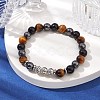 Natural & Synthetic Mixed Gemstone & Alloy Beaded Stretch Bracelet BJEW-JB10127-01-2