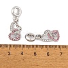 Rack Plating Alloy Crystal & Light Rose Rhinestone European Dangle Charms FIND-C055-18P-3