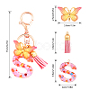 Fashion Alphabet Initial Letter Resin Keychain with Tassel Gradient Butterfly Pendant Key Ring KEYC-WH0027-105A-3