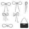 6Pcs 6 Styles Alloy Crystal Rhinestone Brooches for Backpack Clothes JEWB-GA0001-37-1