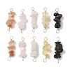 10Pcs 5 Styles Constellation Natural Rose Quartz & Citrine & Golden Sheen Obsidian & South Red Agate & White Moonstone Copper Wire Wrapped Chip Beaded Connector Charms PALLOY-JF02905-10-1
