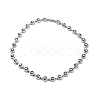 Synthetic Hematite & Brass Column Beaded Necklace with Magnetic Clasps NJEW-G047-01A-1