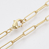 Brass Round Oval Paperclip Chain Necklace Making MAK-S072-04A-G-1