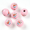 Easter Theme Printed Wood Beads WOOD-T032-22S-1