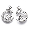 Brass Micro Pave Cubic Zirconia Pendants ZIRC-T013-09P-NF-2