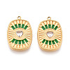304 Stainless Steel Pave Crystal Rhinestone and Enamel Pendants STAS-T068-29B-1