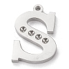 Tarnish Resistant 304 Stainless Steel Letter Pendant Rhinestone Settings LS-STAS-J028-01S-1
