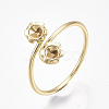 Brass Finger Ring Rhinestone Settings X-KK-S350-409G-3