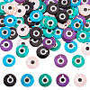 80Pcs 5 Colors Printed Freshwater Shell Charms SHEL-AR0001-12-1