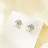 Brass Micro Pave Clear Cubic Zirconia Stud Earrings EJEW-R016-26P-13-2