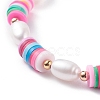 Natural Pearl & Polymer Clay Beaded Bracelet BJEW-TA00084-4