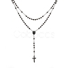 Men's Rosary Bead Necklace with Crucifix Cross NJEW-I011-6mm-04-1