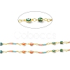 Handmade Brass Enamel Flat Round with Evil Eye Link Chains CHC-M024-23G-02-2