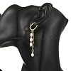 Brass & Natural Pearl Hoop Dangle Earrings EJEW-JE07390-2