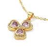 Golden Brass Rhinestone Pendant Necklace with Cable Chains NJEW-P278-A04-1