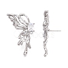 Brass Pave Clear Cubic Zirconia Butterfly Stud Earring Findings KK-N232-450P-3